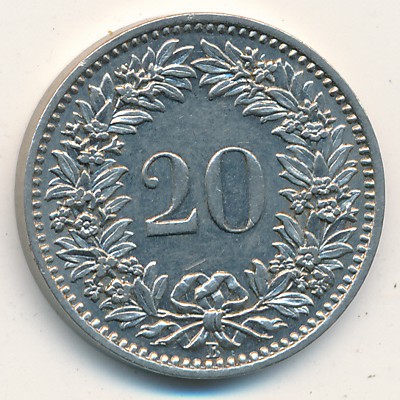 Switzerland, 20 rappen, 1881–1938