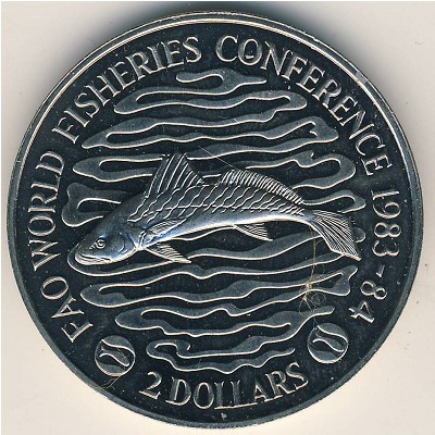 Liberia, 2 dollars, 1983