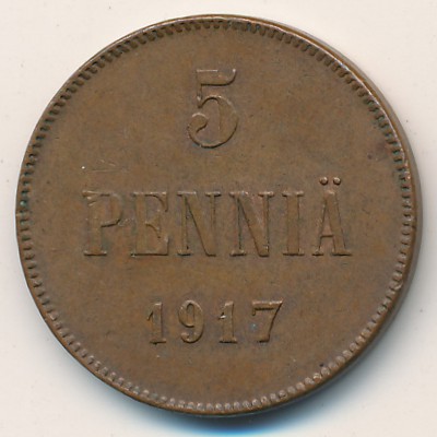 Finland, 5 pennia, 1917