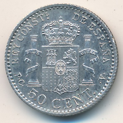 Spain, 50 centimos, 1904