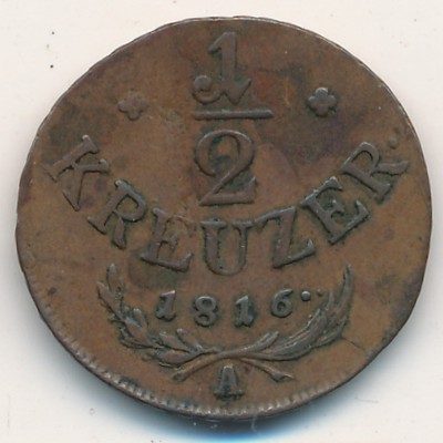 Austria, 1/2 kreuzer, 1816
