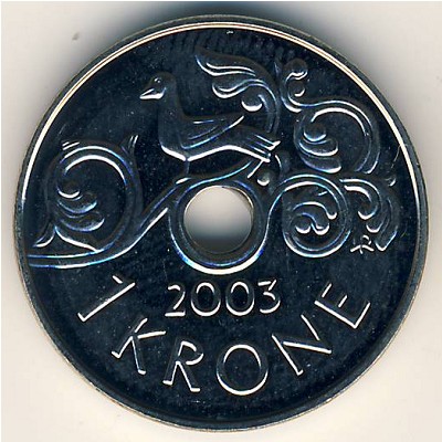Норвегия, 1 крона (1997–2012 г.)