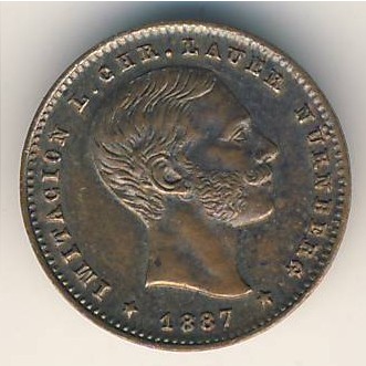 Spain., 10 centimos, 1887