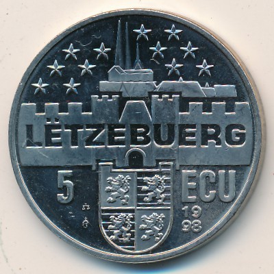 Luxemburg., 5 ecu, 1998
