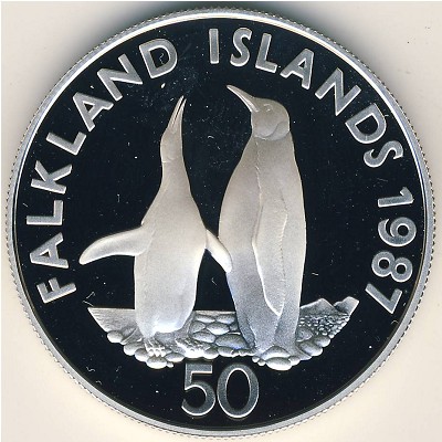 Falkland Islands, 50 pence, 1987