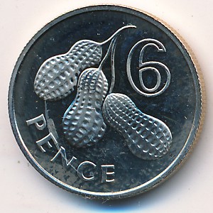 The Gambia, 6 pence, 1966