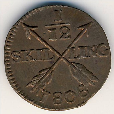 Sweden, 1/12 skilling, 1802–1808