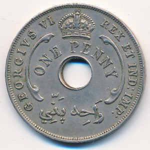 British West Africa, 1 penny, 1937–1947