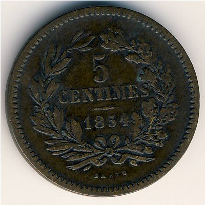 Luxemburg, 5 centimes, 1854–1870