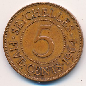 Seychelles, 5 cents, 1964–1971