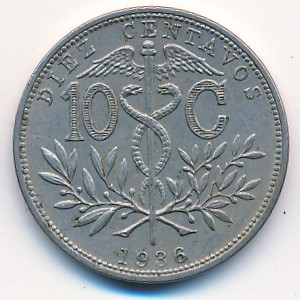 Bolivia, 10 centavos, 1935–1936