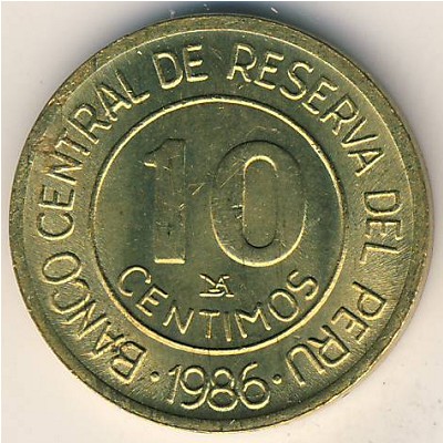 Peru, 10 centimos, 1985–1987