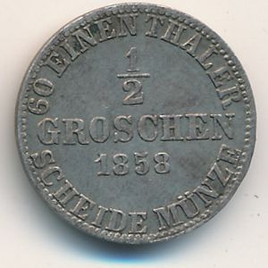 Brunswick-Wolfenbuttel, 1/2 groschen, 1858–1860