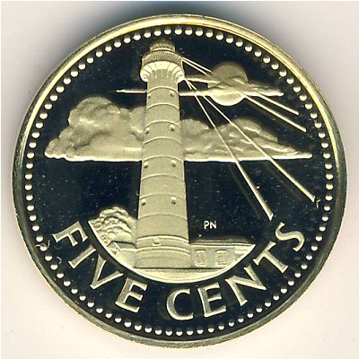 Barbados, 5 cents, 1973–2006