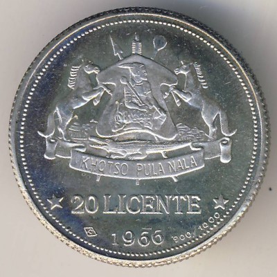 Lesotho, 20 lisente, 1966