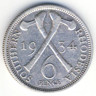 Southern Rhodesia, 6 pence, 1932–1936