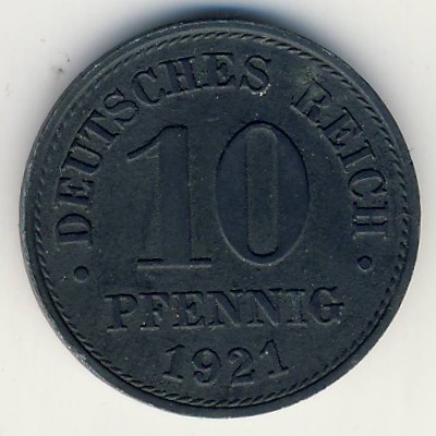 Germany, 10 pfennig, 1917–1922