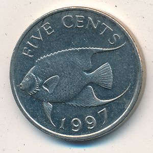 Бермудские острова, 5 центов (1986–1998 г.)