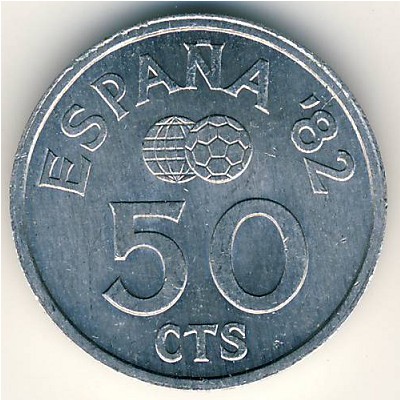 Spain, 50 centimos, 1980