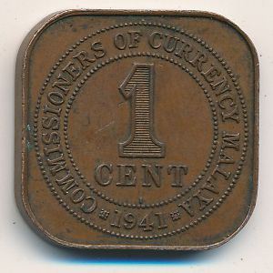 Malaya, 1 cent, 1939–1941