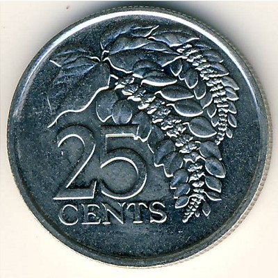 Trinidad & Tobago, 25 cents, 1976–2017