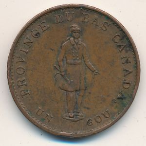 Quebec, 1 sou - 1/2 penny, 1837