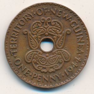 New Guinea, 1 penny, 1938–1944