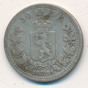 Norway, 50 ore, 1877–1904