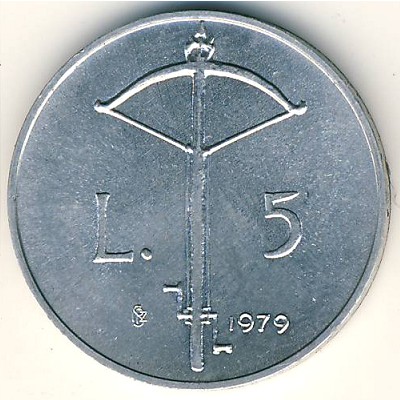 San Marino, 5 lire, 1979