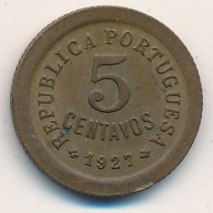 Portugal, 5 centavos, 1924–1927