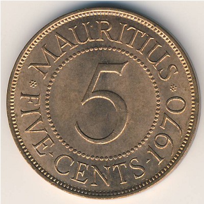 Mauritius, 5 cents, 1956–1978
