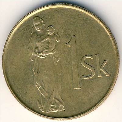 Slovakia, 1 koruna, 1993–2008
