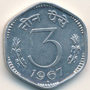 India, 3 paisa, 1964–1968