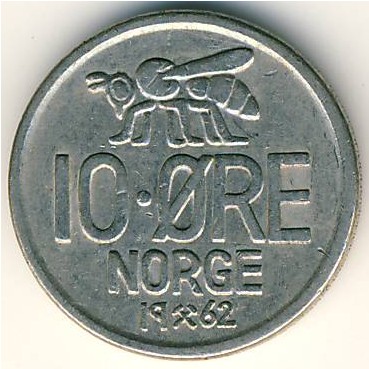 Норвегия, 10 эре (1959–1973 г.)