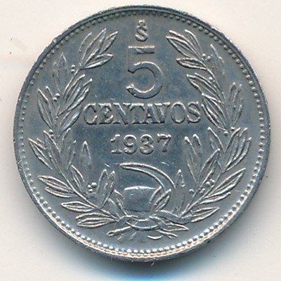 Chile, 5 centavos, 1920–1938