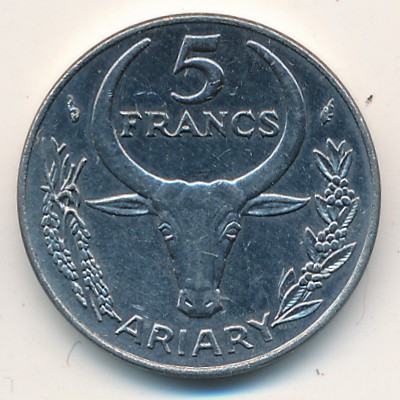 Madagascar, 5 francs, 1966–1989