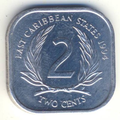 Восточные Карибы, 2 цента (1981–2000 г.)