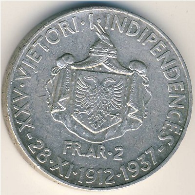 Albania, 2 franga ari, 1937
