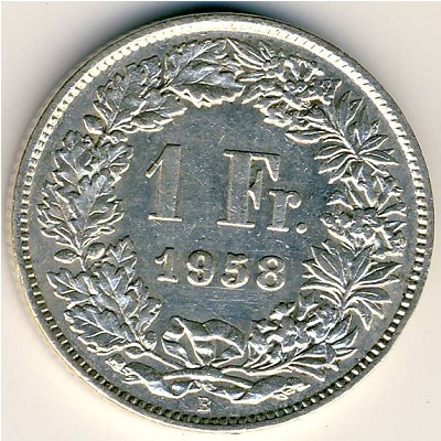 Switzerland, 1 franc, 1875–1967
