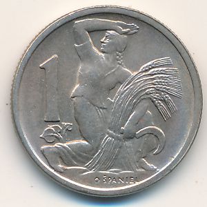 Czechoslovakia, 1 koruna, 1946–1947