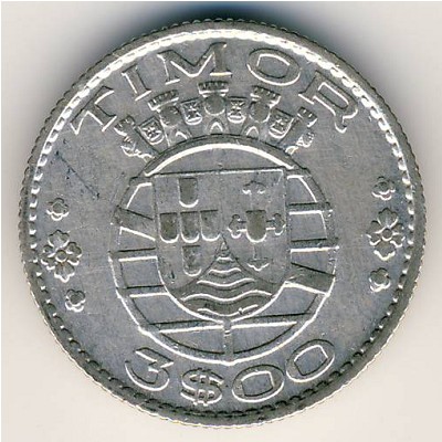 Timor, 3 escudos, 1958