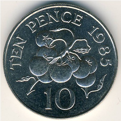 Guernsey, 10 pence, 1985–1990