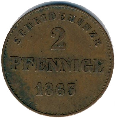 Saxe-Meiningen, 2 pfennig, 1860–1866