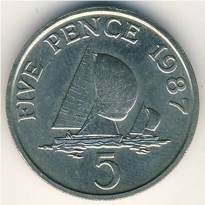 Guernsey, 5 pence, 1985–1990