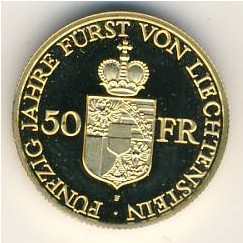 Лихтенштейн, 50 франков (1988 г.)