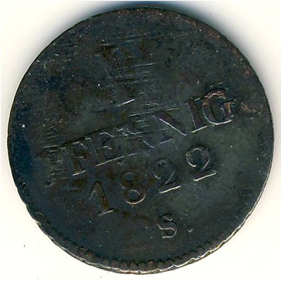 Саксония, 1 пфенниг (1811–1825 г.)