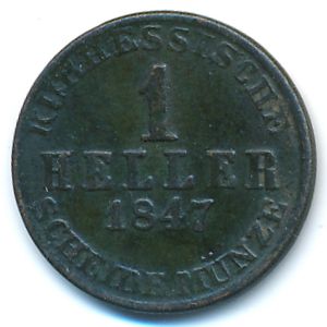 Hesse-Cassel, 1 heller, 1843–1847