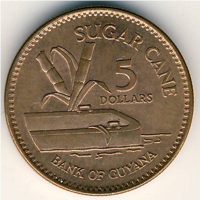 Гайана, 5 долларов (1996–2018 г.)