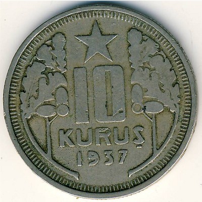 Turkey, 10 kurus, 1935–1940