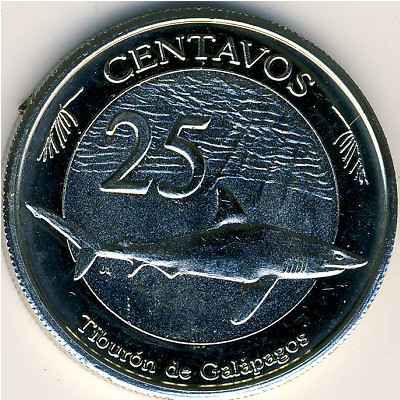 Galapagos Islands., 25 centavos, 2008